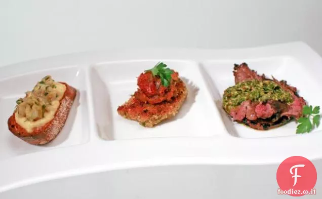 Bruschetta di Finocchi e Porri con Fonduta di Formaggio e Birra