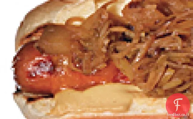 Cani Cheddar con sidro-Porri brasati e mele