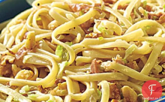 Linguine Con Porri, Prosciutto e Limone