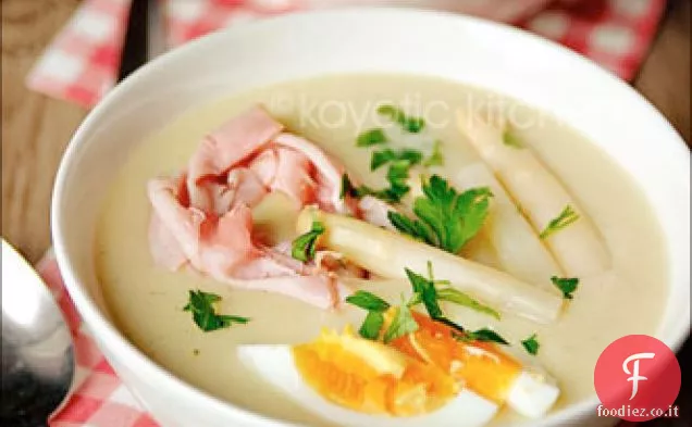 Zuppa di asparagi, porri e riso