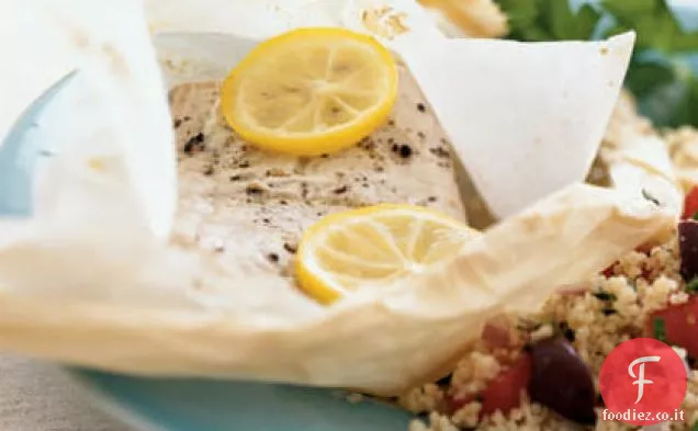 Mahimahi Mediterraneo in Pergamena con Couscous