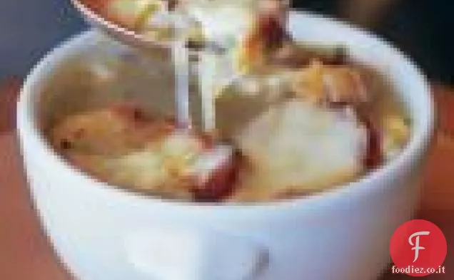 Zuppa di cipolle Riesling con crostini alle erbe