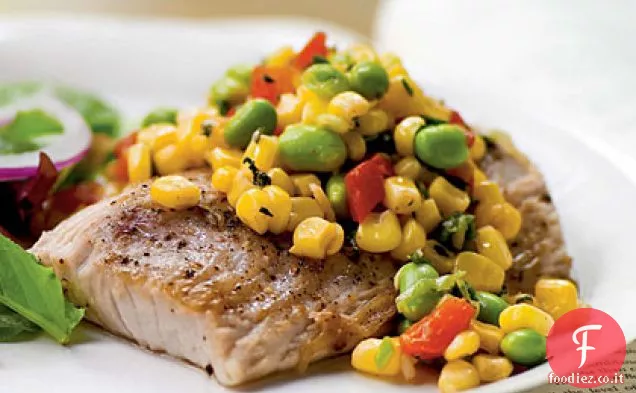 Seared Mahimahi con Edamame Succotash