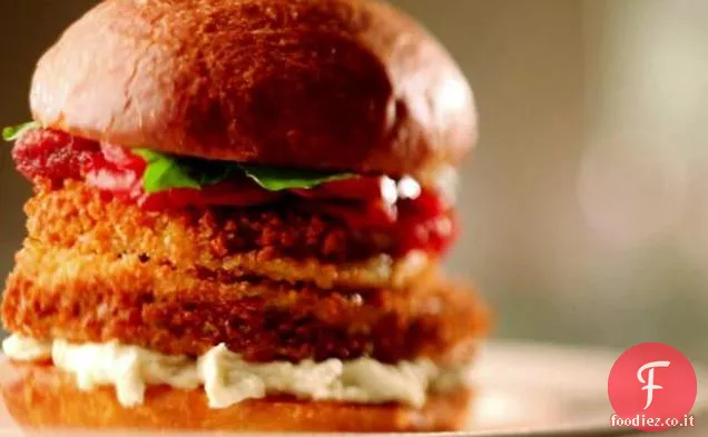 Panino alla parmigiana di melanzane decostruito