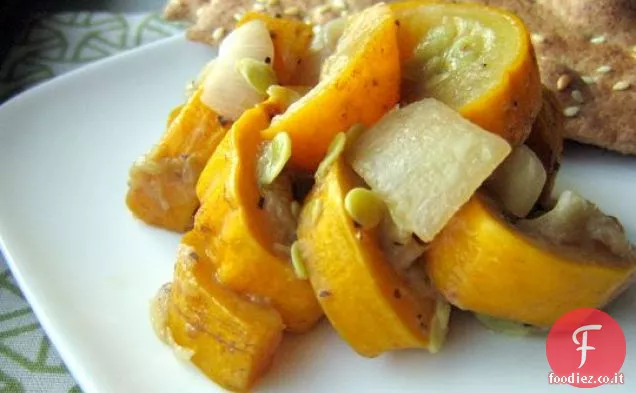 Zucca e cipolle con zucchero di canna
