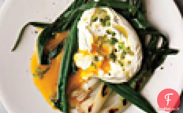 Scalogno scottato con uova in camicia