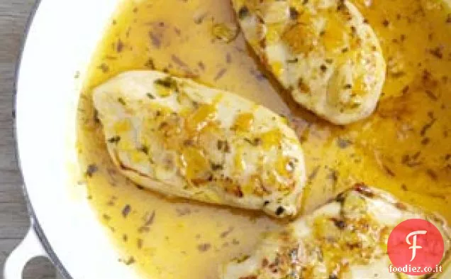 Pollo piccante alla pesca e balsamico