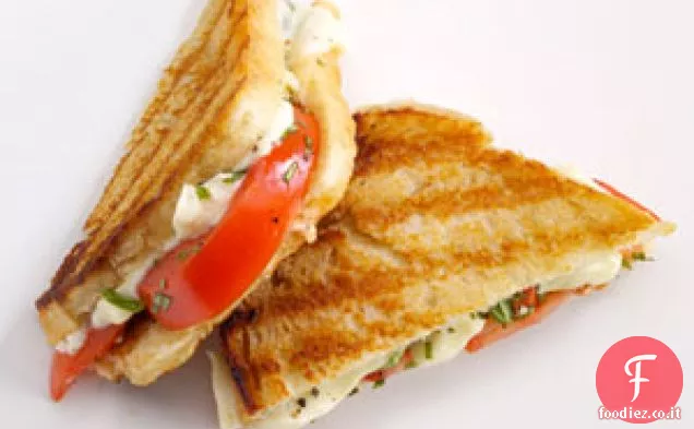 Formaggio grigliato al pomodoro e basilico