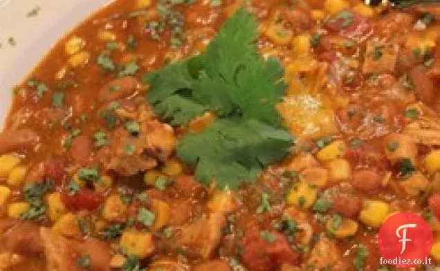 Zuppa di tortilla di pollo nella pentola a cottura lenta