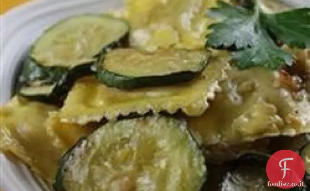 Ravioli Di Zucchine Con Funghi In Salsa Di Burro Al Tartufo