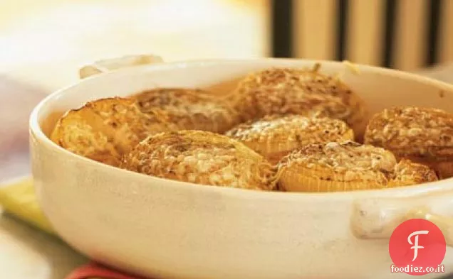 Cipolle al forno pepate con salvia e Gruyère