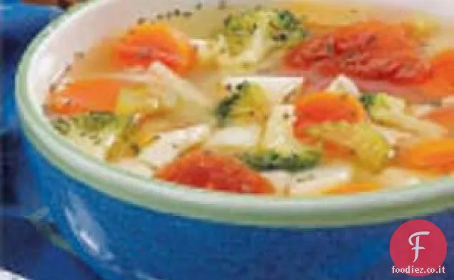 Zuppa di verdure abbondante con pollo