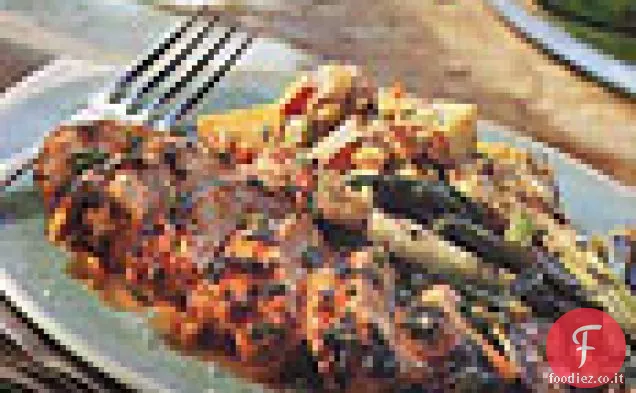 Pollo alla griglia piccante e cipolle verdi