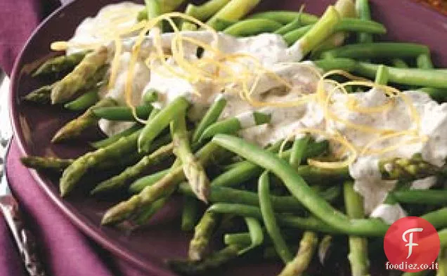 Asparagi e fagiolini con salsa al dragoncello e limone