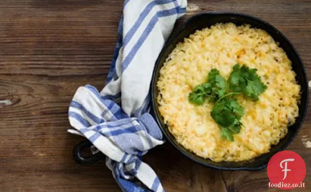 Casseruola di cipolla dolce del Texas con riso, Chipotle e Gruyere