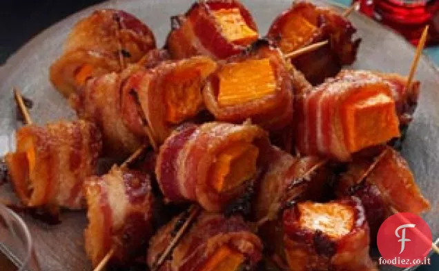 Bocconcini di patate dolci avvolti nel bacon