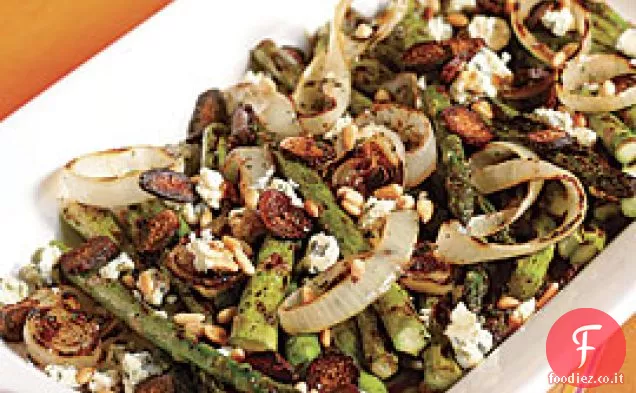 Asparagi alla griglia e Cipolle con Aceto Balsamico e Formaggio erborinato