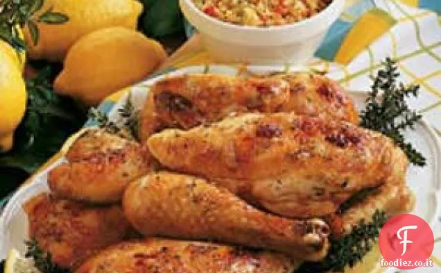 Pollo glassato con salsa al limone