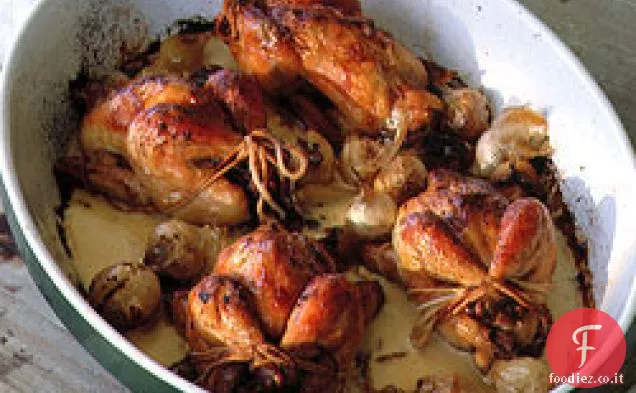 Pollo con cipolle, Calvados e panna