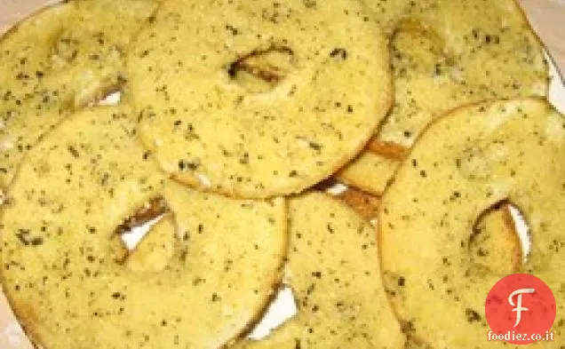 Chips di bagel sale e aglio