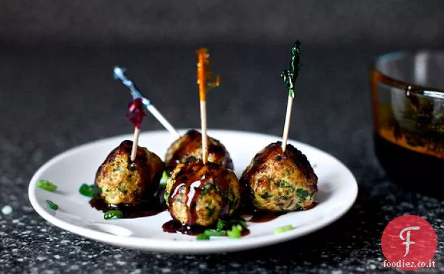 Polpette di scalogno con glassa di soia e zenzero