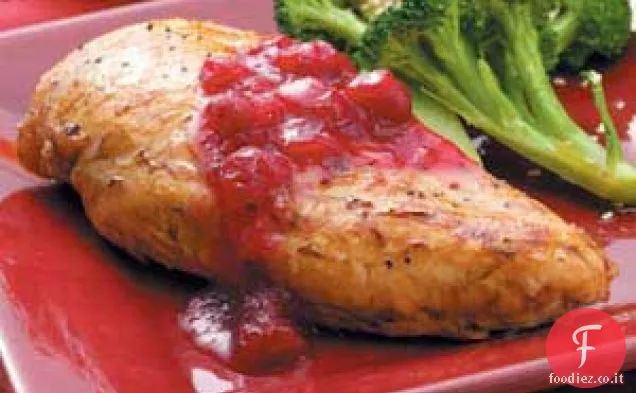 Pollo con salsa di mirtilli rossi