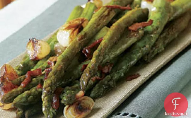 Asparagi Brasati e Cipolline con Pancetta e Balsamico B
