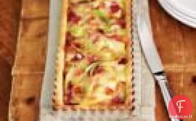 Crostata di patate, cipolla verde e pancetta