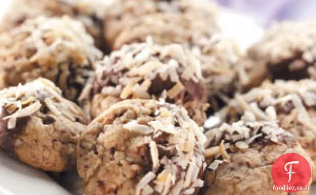 Palle di neve al cocco ricoperte di cioccolato