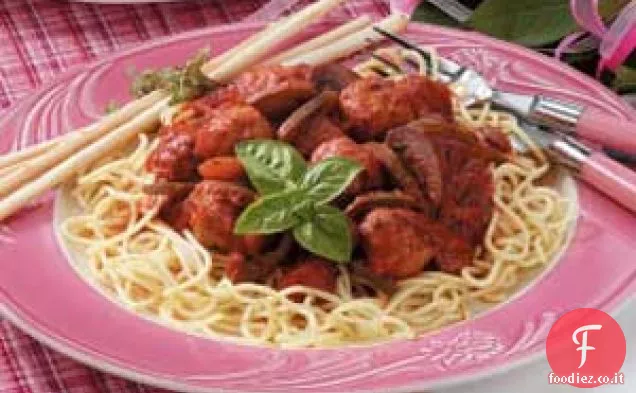 Spaghetti e polpette festive