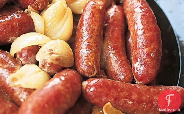 Salsicce Dorate e Scalogno al Vino Bianco