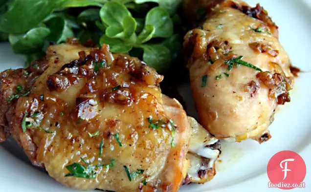 Pollo Arrosto con Scalogni Caramellati