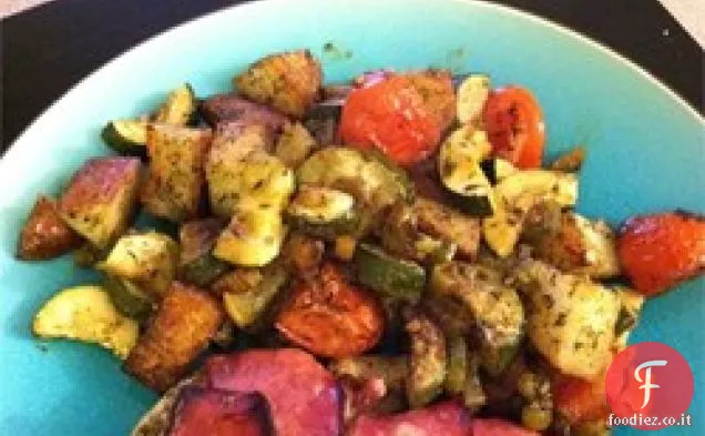 Pollo Avvolto Alla Parma Con Verdure Mediterranee