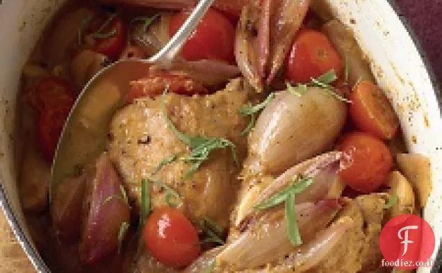 Pollo brasato con scalogno