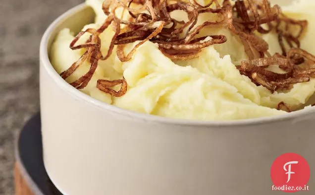 Purè di patate con scalogni croccanti