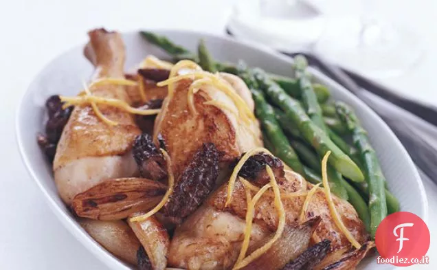 Fricassea di pollo al limone con scalogno e spugnole