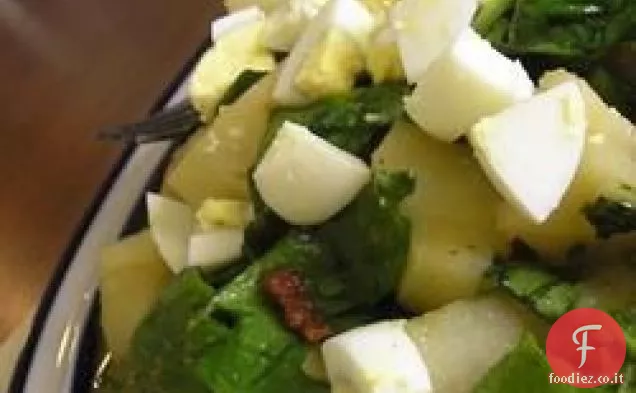 Insalata di spinaci con salsa calda di pancetta e senape