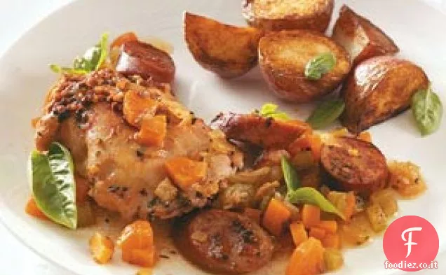 Cosce di pollo con salsiccia
