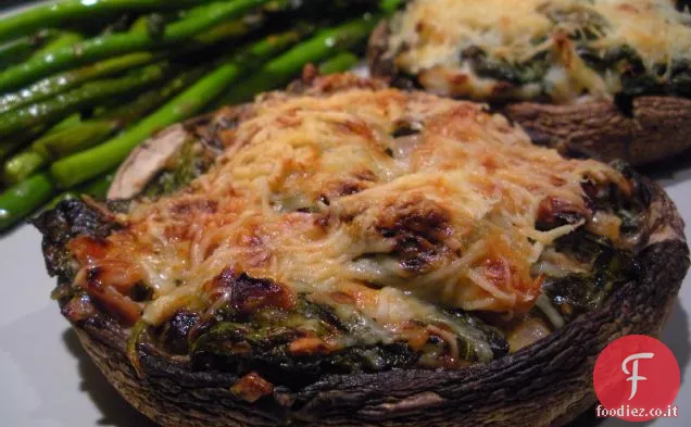 Funghi Ripieni con Scalogno, Spinaci e Pancetta