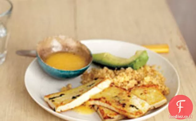 Scalogno-Tofu marinato con salsa di Miso