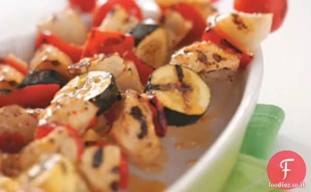Spiedini di pollo e verdure