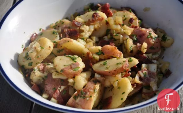 Insalata di patate con finocchio e scalogno Gusto e pancetta