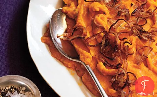 Purè di patate dolci al rosmarino con scalogno