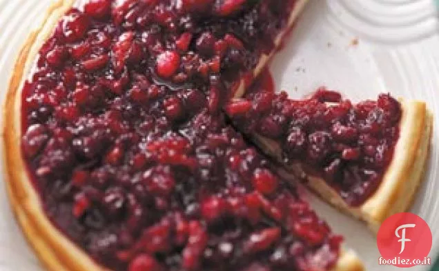 Cheesecake festiva con mirtilli rossi