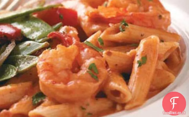 Gamberi cremosi al pomodoro con penne