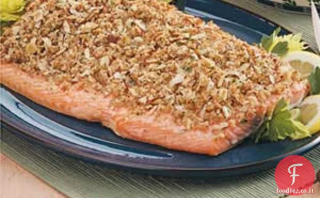 Salmone al forno con guarnizione di briciole