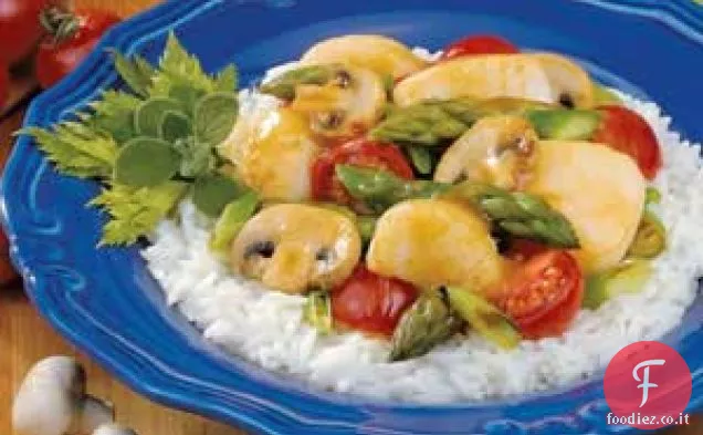 Capesante e asparagi saltati in padella