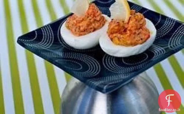 Uova alla diavola con salmone affumicato