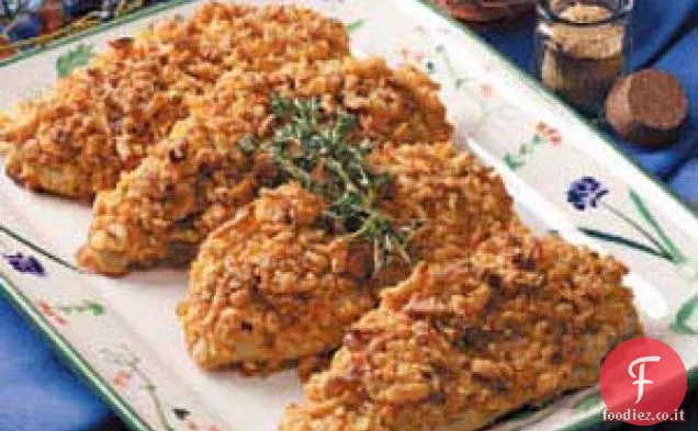Pollo croccante con cipolle