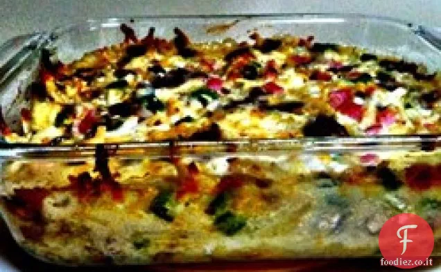 Casseruola di prosciutto e patate fritte al formaggio